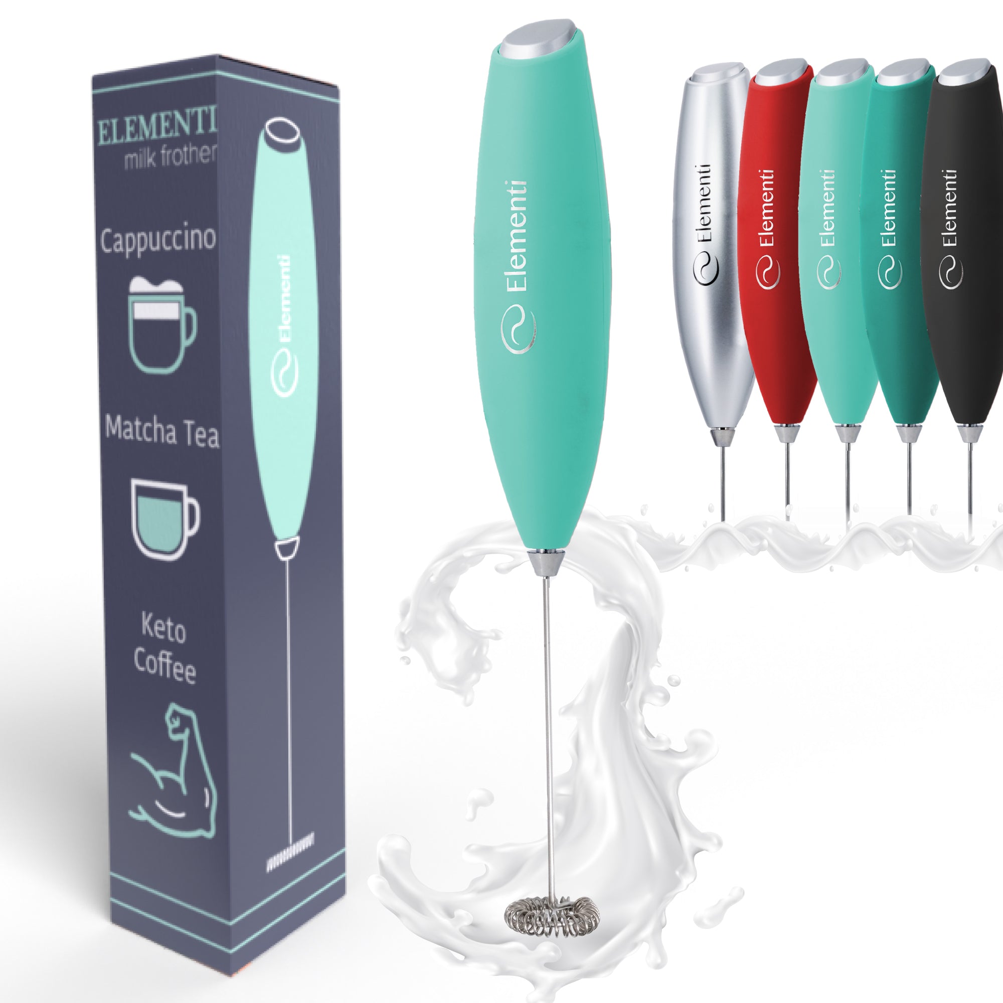 Elementi Handheld Milk Frother No Stand (Mint)