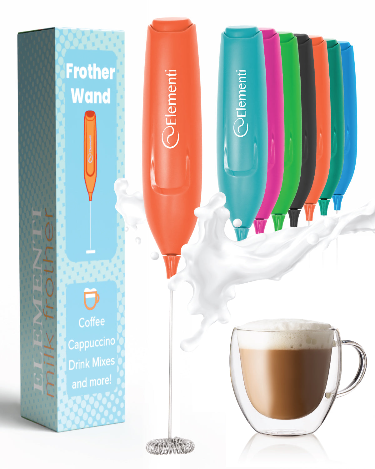 Elementi Powerful Frother Wand – Lightweight Milk Frother