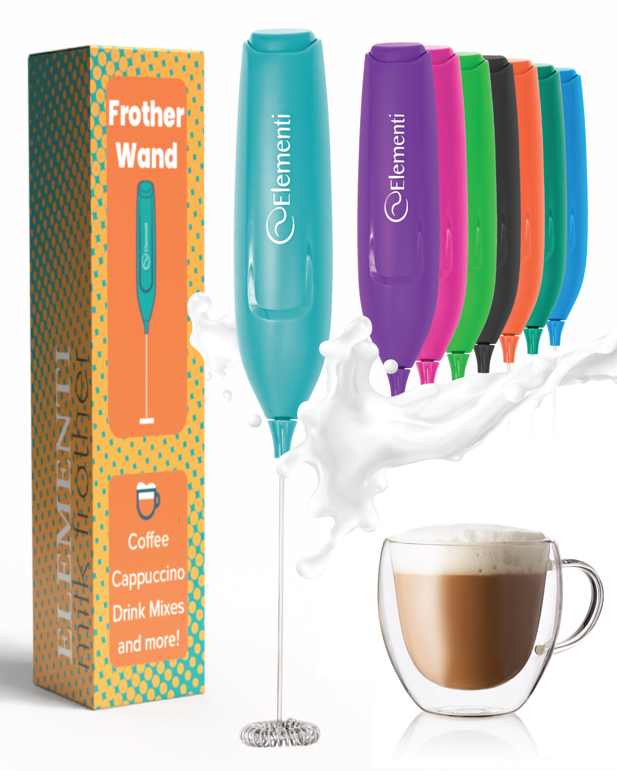 Elementi Powerful Frother Wand – Lightweight Milk Frother