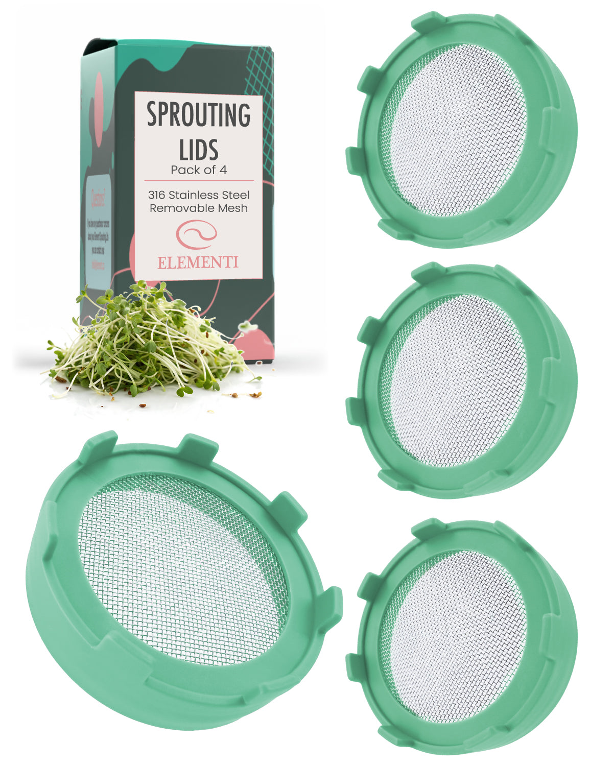 Elementi Sprouting Lids - Set of 4