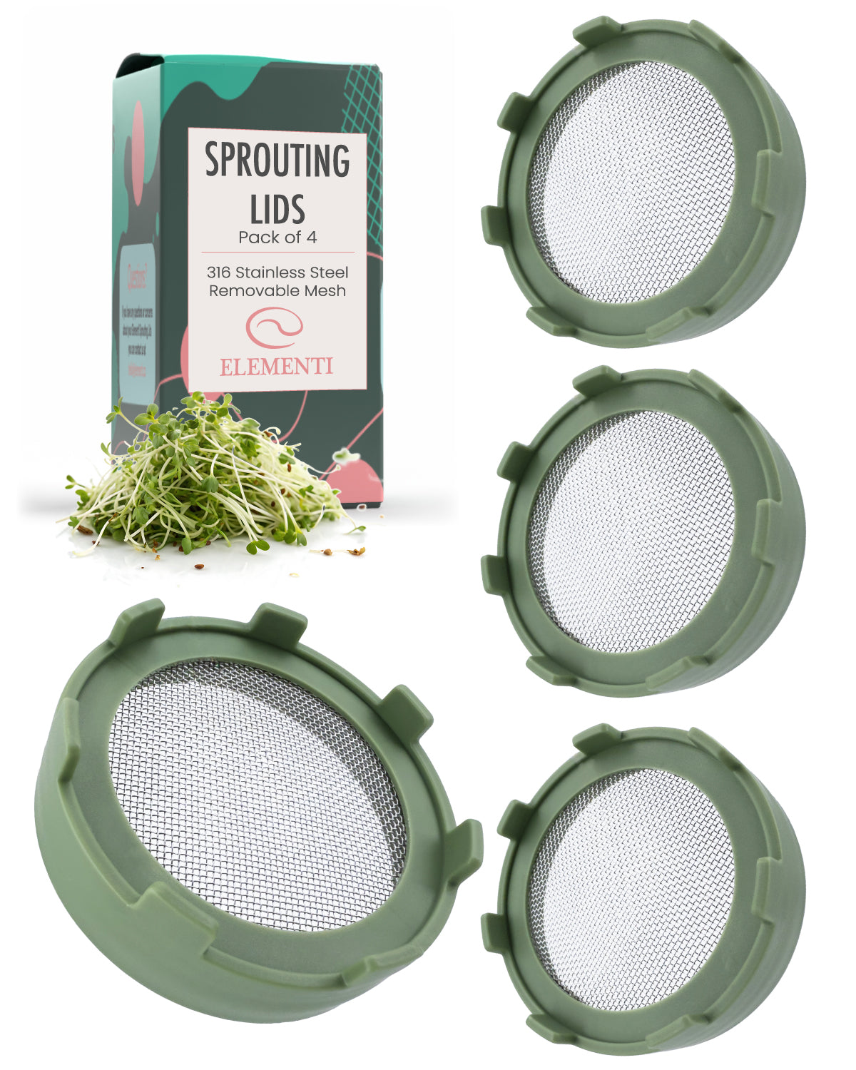 Elementi Sprouting Lids - Set of 4