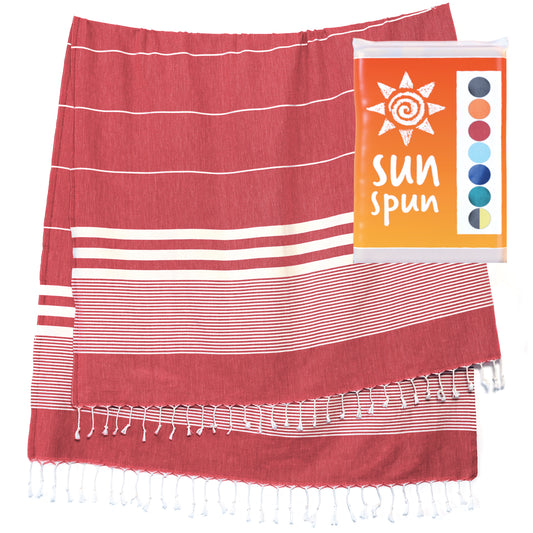Elementi Turkish Beach Towel by SunSpun Linens (Red)