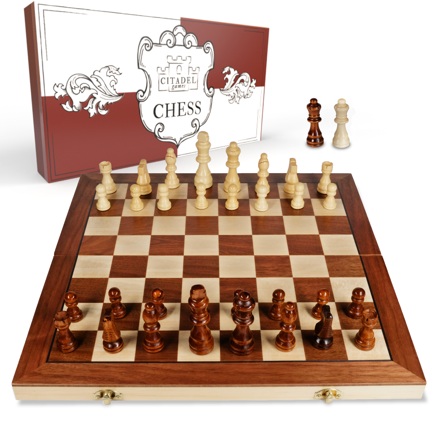 Magnetic Wooden Chess Board Set for Adults and Kids - 15 inch Chess Sets