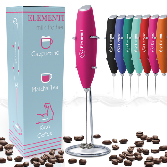Elementi Electric Milk Frother Handheld (Hot Pink)