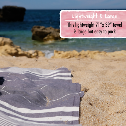 Elementi Turkish Beach Towel by SunSpun Linens (Grey)