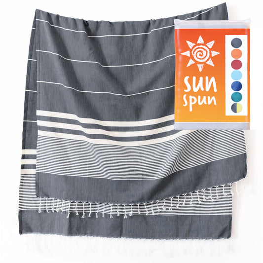 Elementi Turkish Beach Towel by SunSpun Linens (Grey)