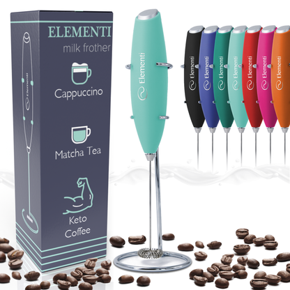 Elementi Electric Milk Frother Handheld (Mint Green)